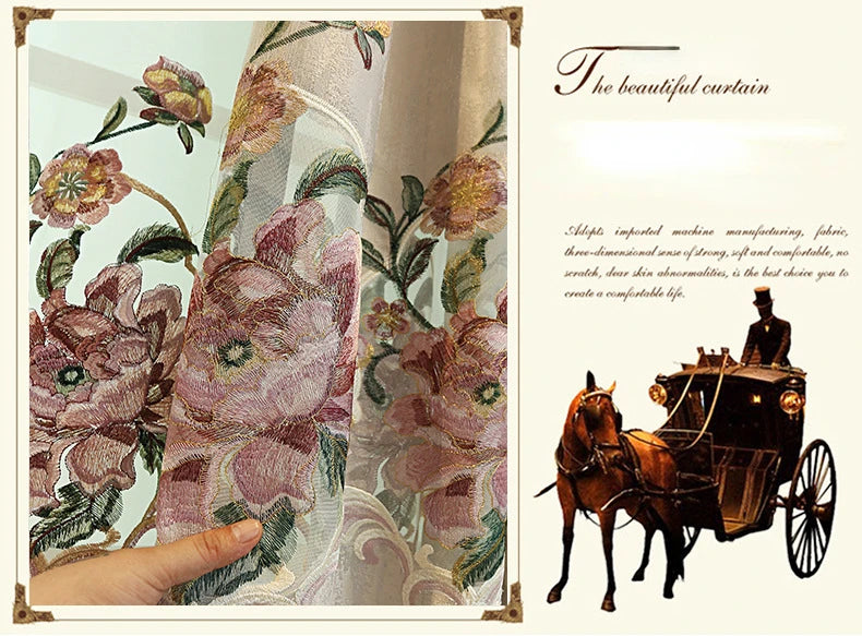 European Style Curtains for Living Dining Room Bedroom Embroidery Blackout
