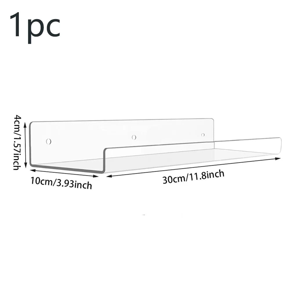 1-5 PCS Clear Acrylic Floating Bookshelves for Kids Wall Mount Display Shelf Organizer for Bathroom Bedroom Kitchen