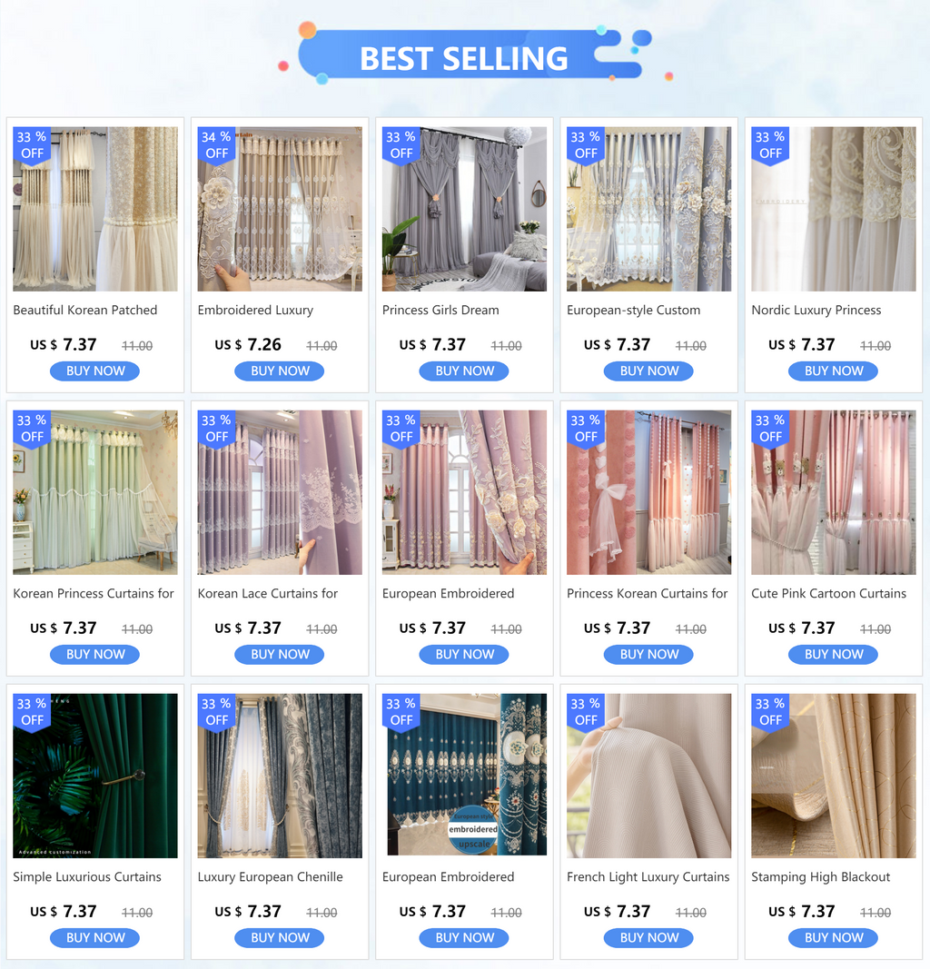 European Style Curtains for Living Dining Room Bedroom Embroidery Blackout