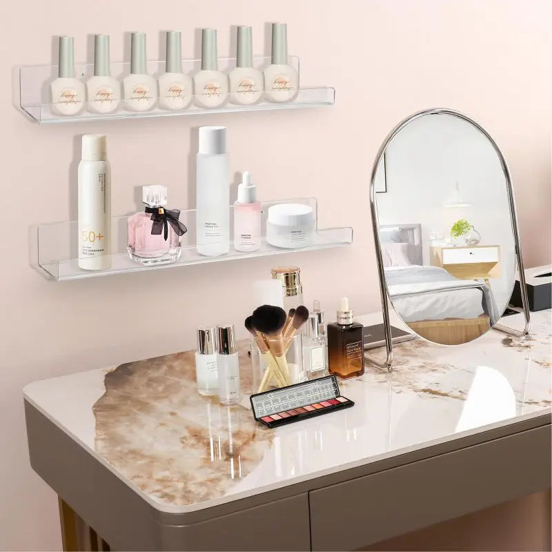 1-5 PCS Clear Acrylic Floating Bookshelves for Kids Wall Mount Display Shelf Organizer for Bathroom Bedroom Kitchen