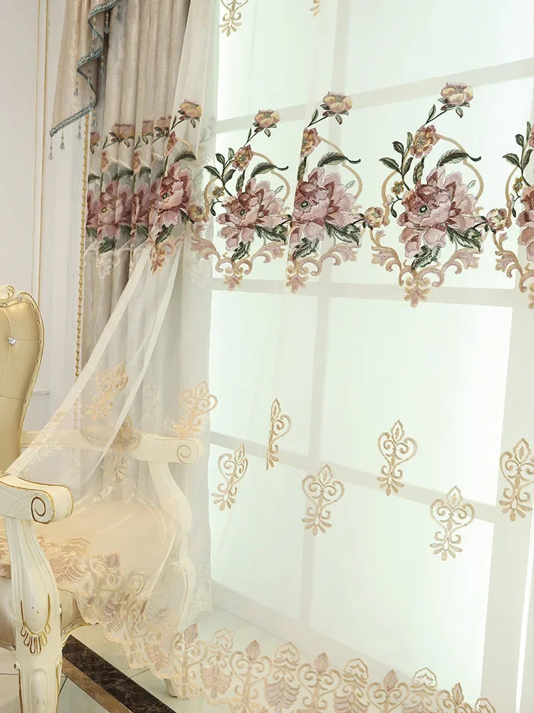 European Style Curtains for Living Dining Room Bedroom Embroidery Blackout