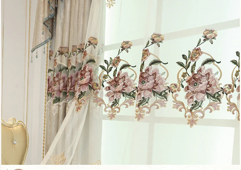 European Style Curtains for Living Dining Room Bedroom Embroidery Blackout