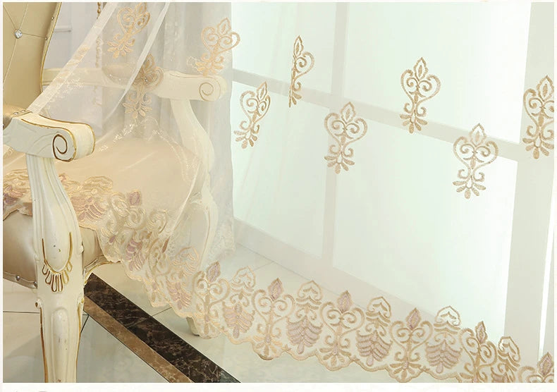 European Style Curtains for Living Dining Room Bedroom Embroidery Blackout