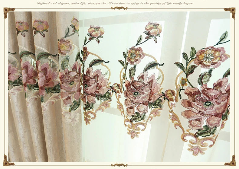 European Style Curtains for Living Dining Room Bedroom Embroidery Blackout