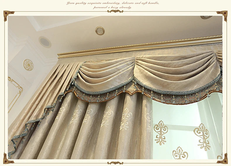 European Style Curtains for Living Dining Room Bedroom Embroidery Blackout