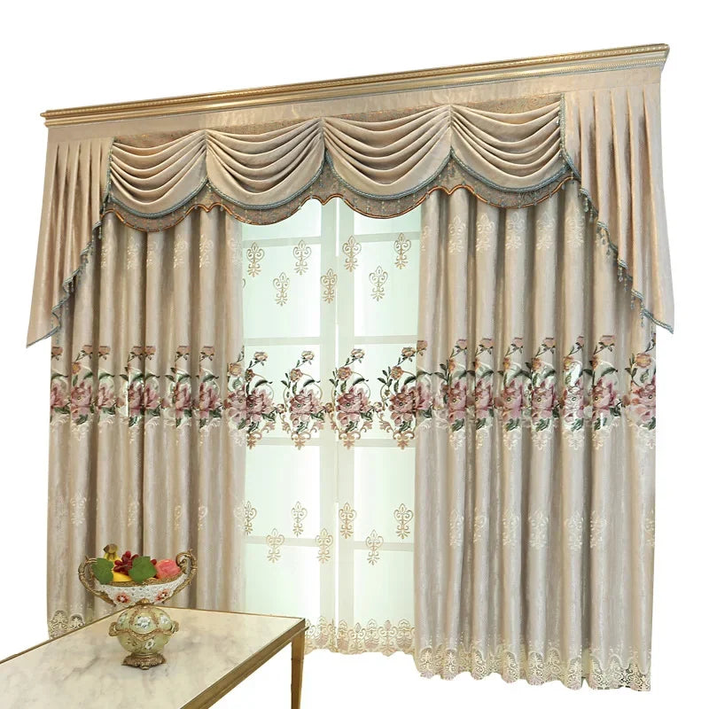 European Style Curtains for Living Dining Room Bedroom Embroidery Blackout