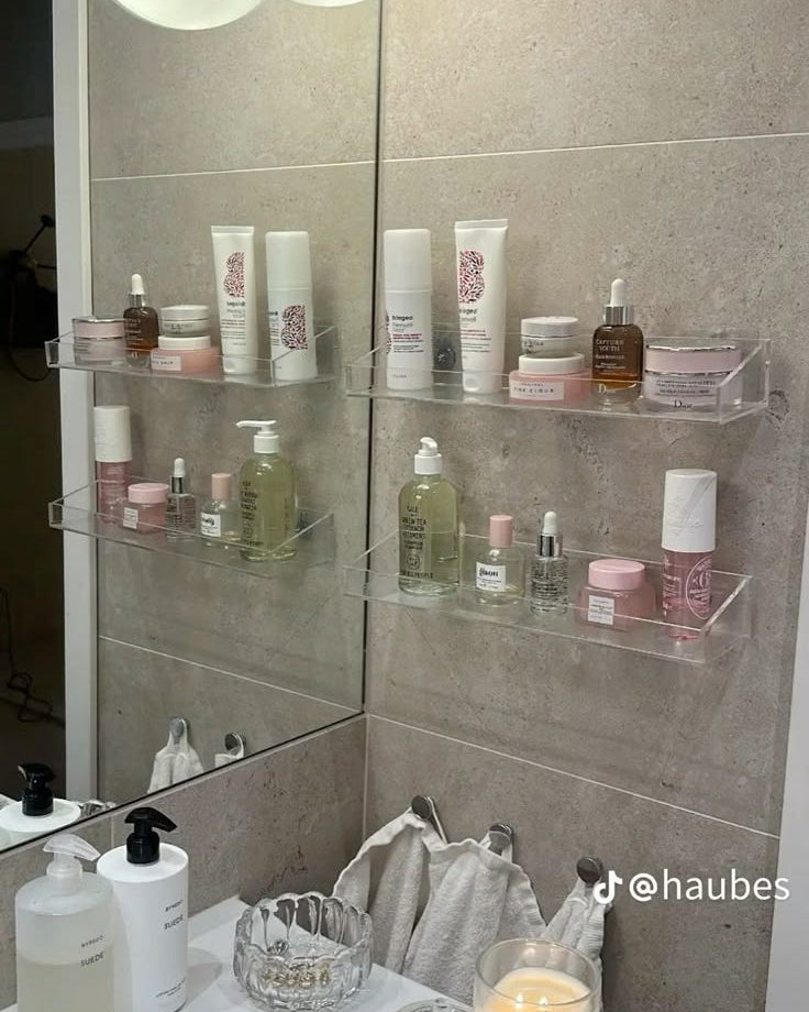 1-5 PCS Clear Acrylic Floating Bookshelves for Kids Wall Mount Display Shelf Organizer for Bathroom Bedroom Kitchen